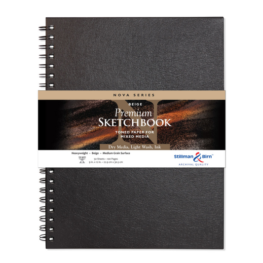 STILLMAN & BIRN NOVA SERIES WIREBOUND SKETCHBOOK 150gsm BEIGE PAPER 9x12 Inch PORTRAIT 50 sheets.
