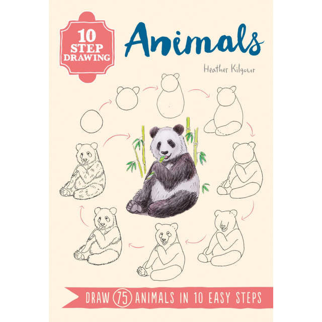 10 Step Drawing: Animals Book By Justine Lecouffe