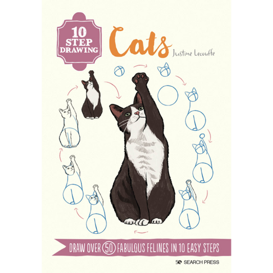 10 Step Drawing: Cats Book By Justine Lecouffe