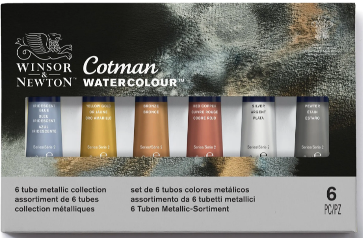 Winsor & Newton Cotman Watercolour Metallic 6 x 8ml Tube set