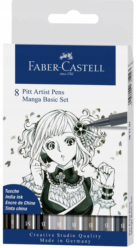 Faber Pitt Artist Pen Manga Set (8 Shades)