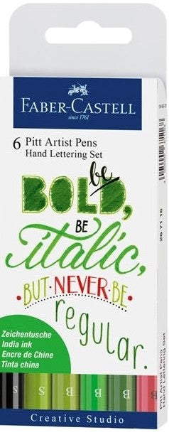Faber Pitt Pen Set 6 Hand Letter Assorted Colours