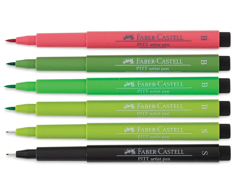Faber Pitt Pen Set 6 Hand Letter Assorted Colours