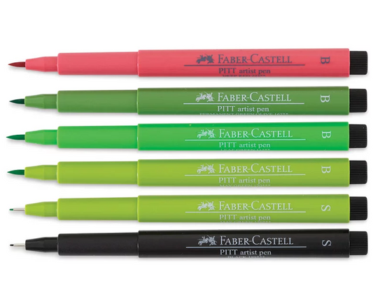 Faber Pitt Pen Set 6 Hand Letter Assorted Colours