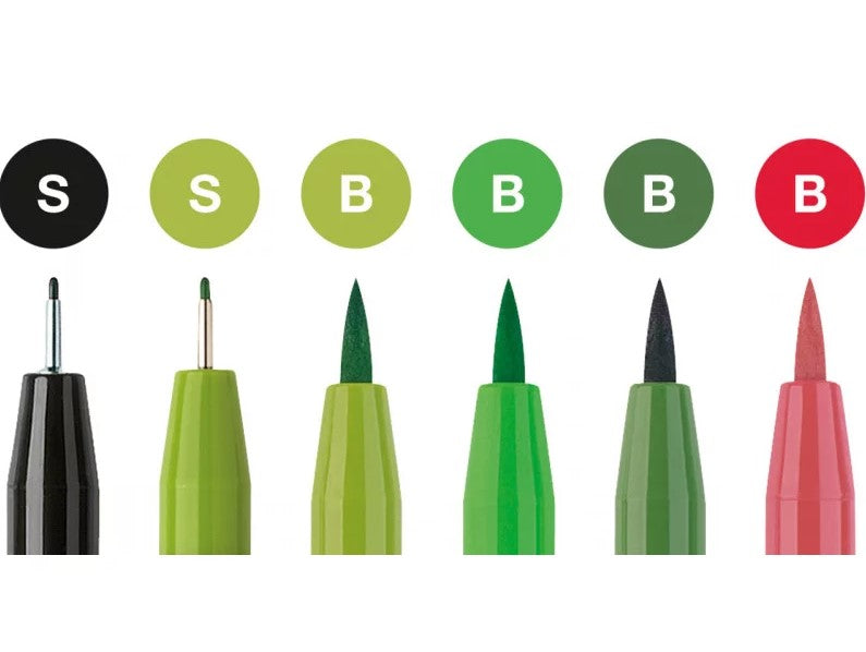 Faber Pitt Pen Set 6 Hand Letter Assorted Colours