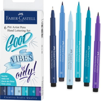 Faber Pitt Artists Blue Hand Lettering Set 6 Pack