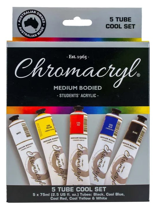 Chromacryl 75ml Tube Set 5 Primary Cool Colours