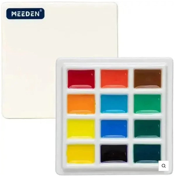 Meeden Porcelain Palette 12 Well Square with Lid 9.5cm /sq