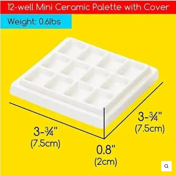 Meeden Porcelain Palette 12 Well Square with Lid 9.5cm /sq