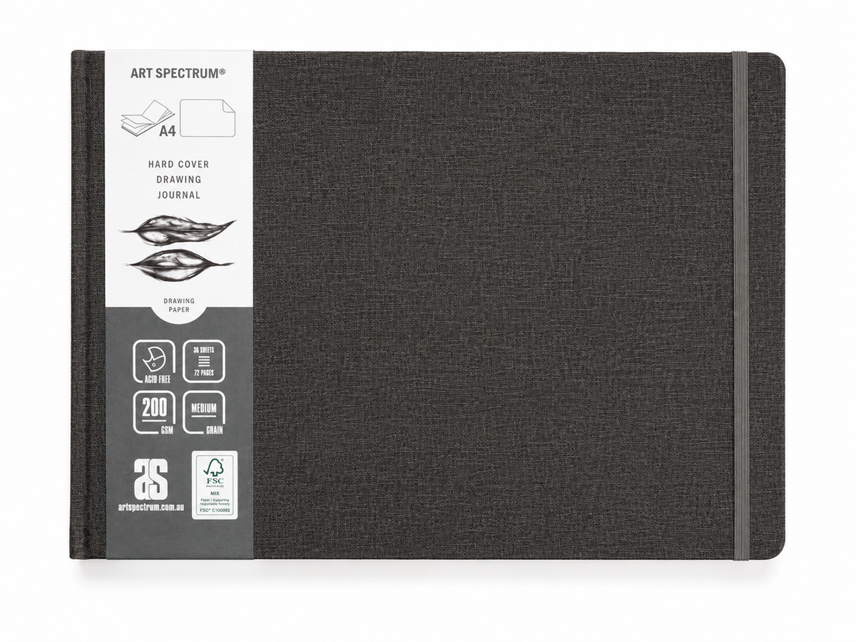 AS Watercolour Hard Cover Drawing Journal Grey Linen 200gsm A4