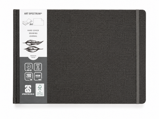 AS Watercolour Hard Cover Drawing Journal Grey Linen 200gsm A4