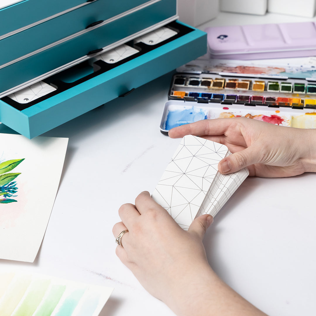 The Swatchdex Studio: 4 Fan Swatching Decks in their own Sturdy Drawer Box