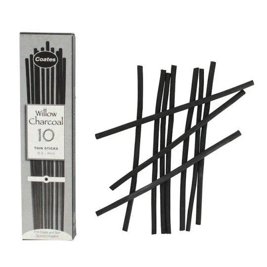 Coates Willow Charcoal Thin Sticks (3-4mm) Box 10