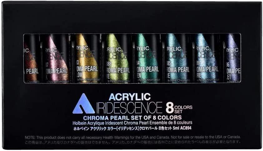 Holbein Acrylic Color Iridescence Chroma Pearl Set of 8 Colors 5ml Tubes AC894