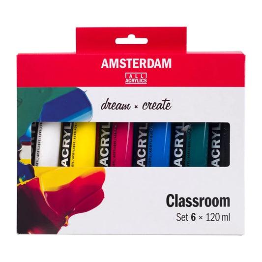 Amsterdam Acrylic Paint Set Classroom 6 x 120ml Pack