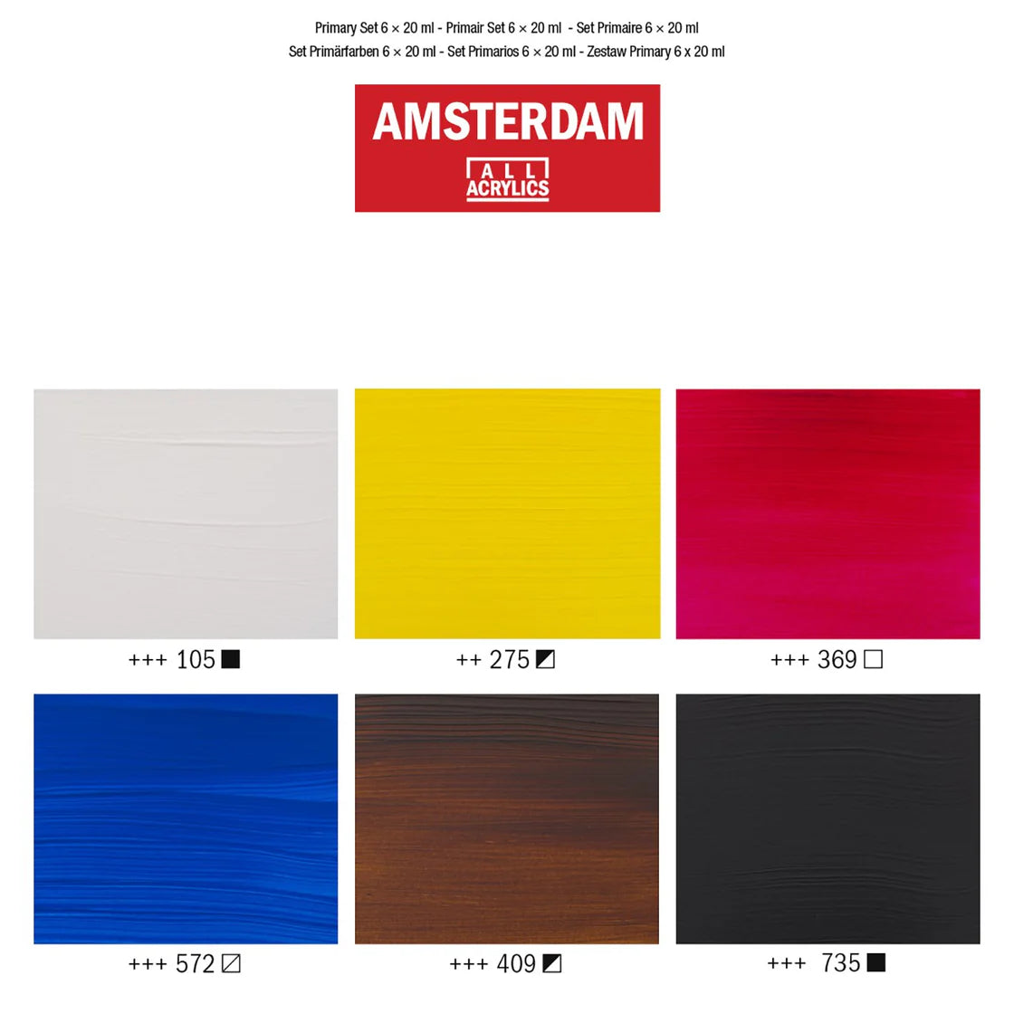 Amsterdam Acrylic Paint Set Primary Colours 5 x 120ml Pack