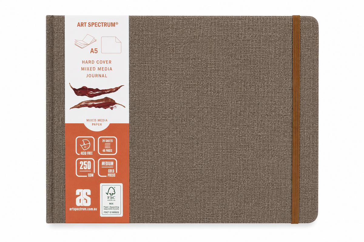 AS Watercolour Hard Cover Mixed Media Journal Tan Linen 250gsm A5