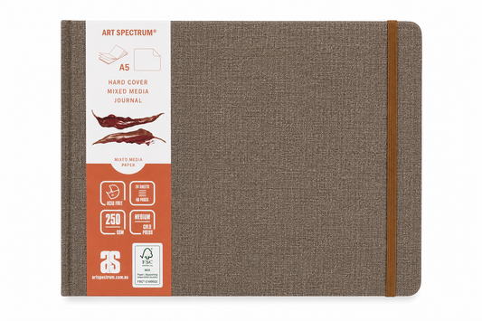AS Watercolour Hard Cover Mixed Media Journal Tan Linen 250gsm A5