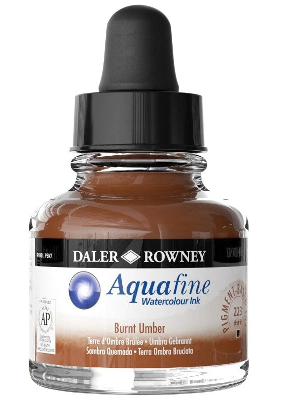 Daler Aquafine Ink 29.5ml 223 Burnt Umber