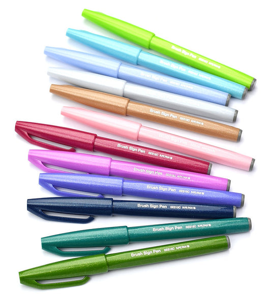 Pentel Brush Sign Pen Pastel Colours 12 set