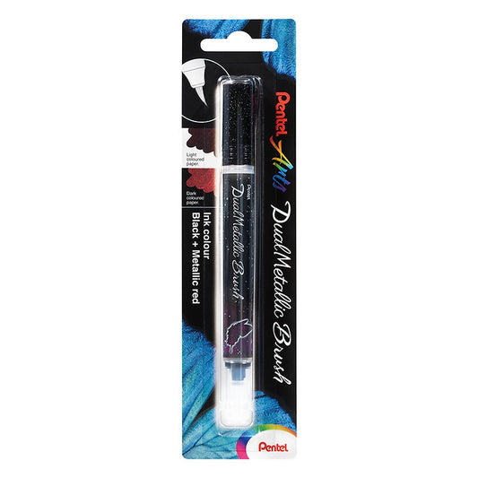 Pentel Dual Metallic Brush Pen Black & Metallic Red