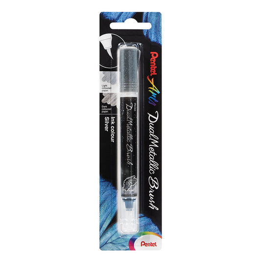 Pentel Dual Metallic Brush Pen Metallic Silver
