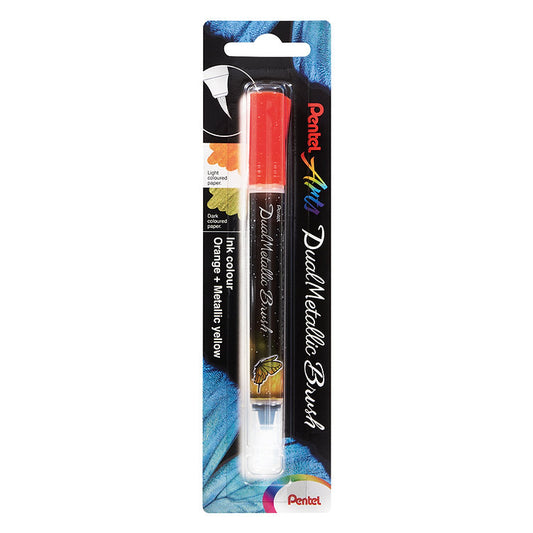 Pentel Dual Metallic Brush Pen Orange & Metallic Yellow