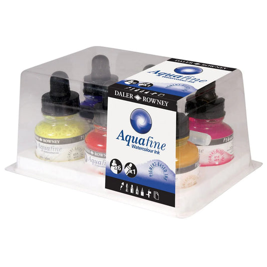 Daler Aquafine Ink Intro Set 6 x 29.5ml + 1 Marker