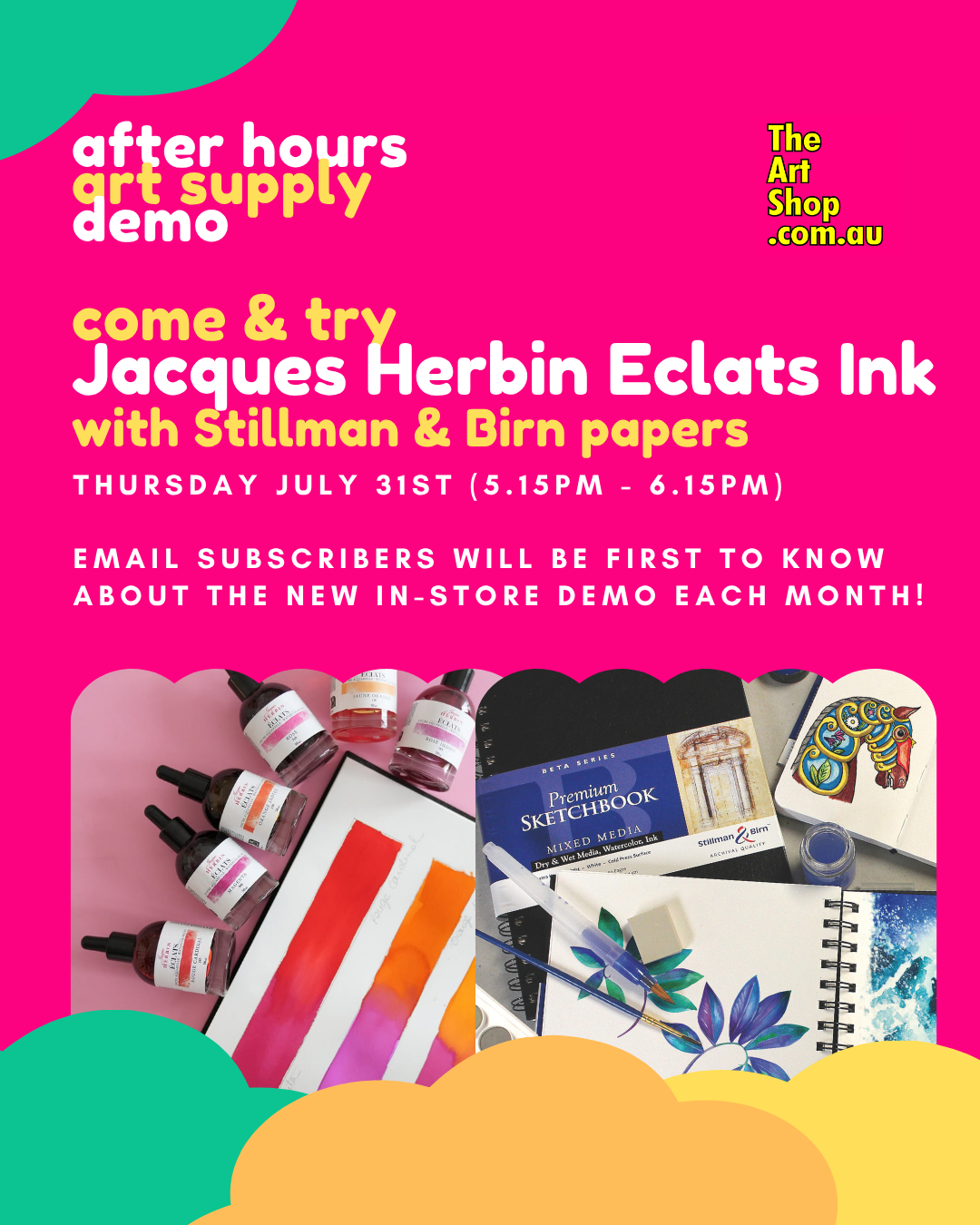 After Hours Art Demonstration - THURSDAY JULY 31st 2025 - Jacques Herbin Eclats Ink with Stillman & Birn papers