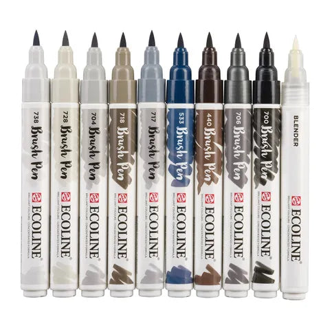 Ecoline Brush Pen Set 10 Greys