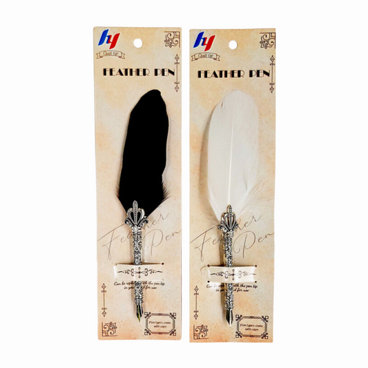 Feather Nib Pen with Metal Handle/Nib (Assorted Colours)