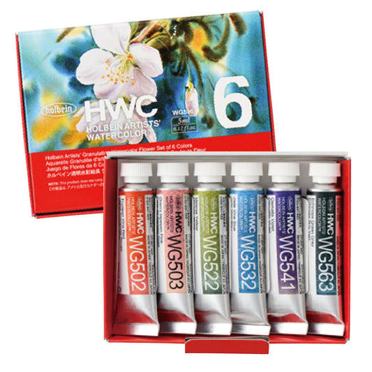 Holbein Artist Watercolour Granulating Flowers Set 6 x 5ml WG596
