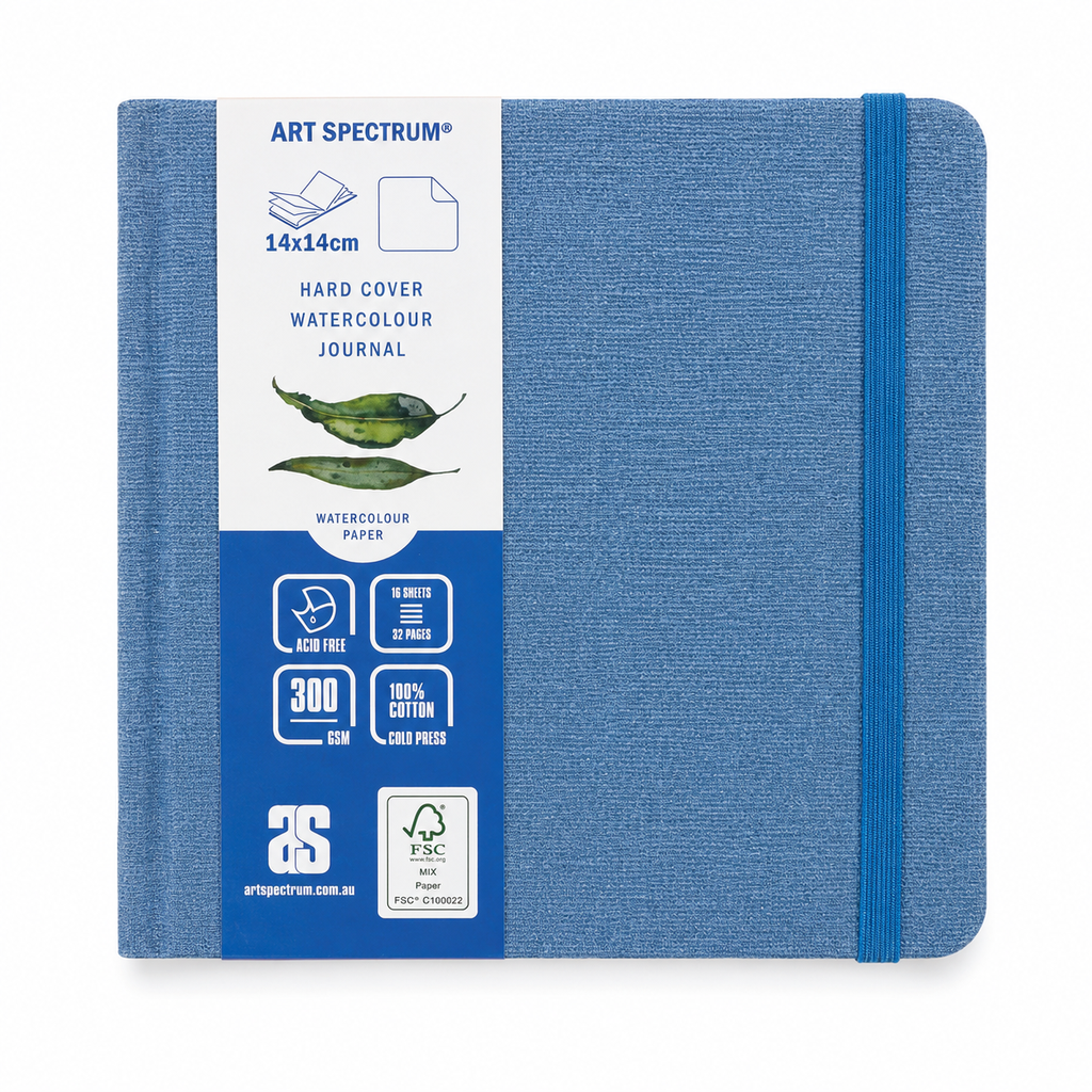 AS Watercolour Hard Cover Journal Blue Linen 14 x 14cm