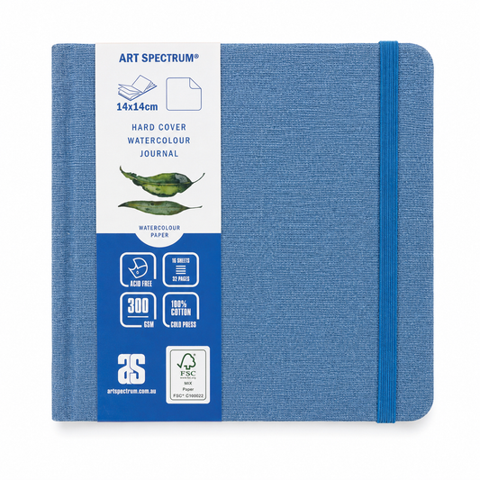 AS Watercolour Hard Cover Journal Blue Linen 14 x 14cm