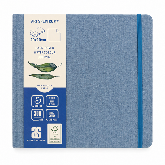 AS Watercolour Hard Cover Journal Blue Linen 20 x 20cm