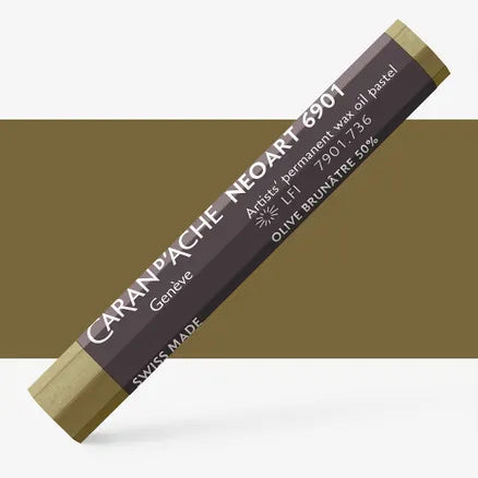 Caran d'Ache 6901 Neoart Wax Oil Pastel 736 Brown Olive 50%