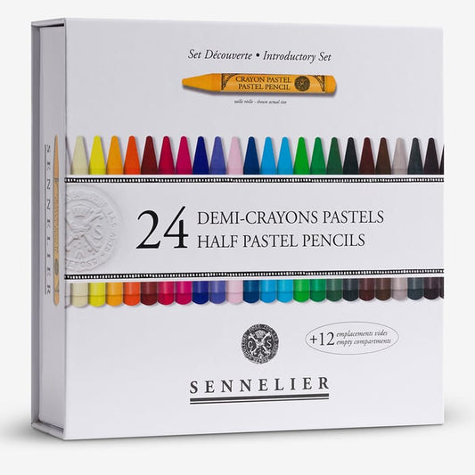 Sennelier Pastel Pencil Set 24 Half Length + 12 Empty Slots