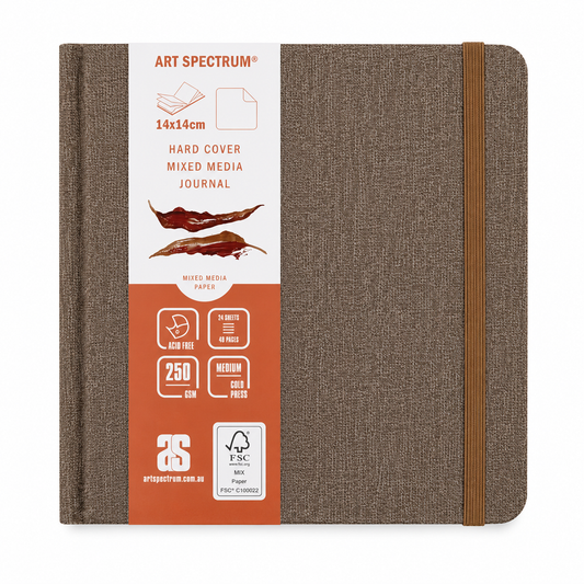 AS Watercolour Hard Cover Mixed Media Journal Tan Linen 250gsm 14 x 14cm