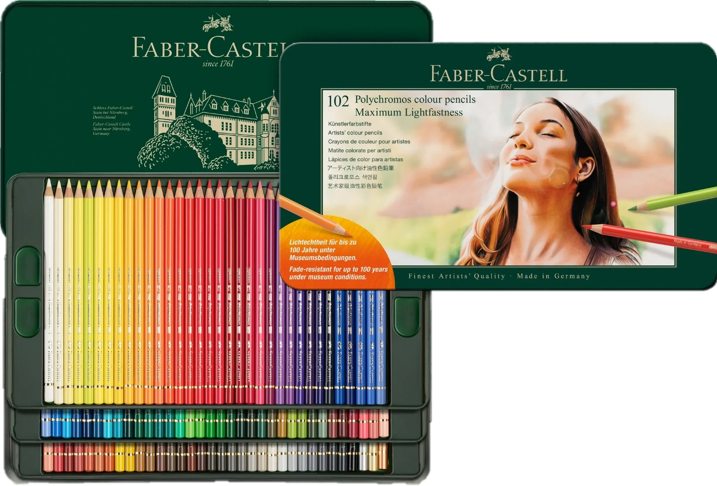 Faber Castell Polychromos Tin 102 Lightfast Pencils