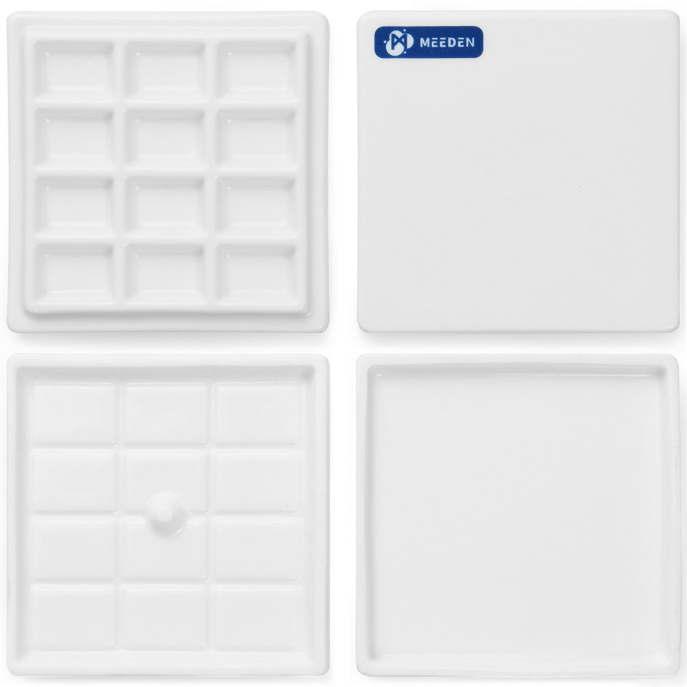 Meeden Porcelain Palette 12 Well Square with Lid 9.5cm /sq