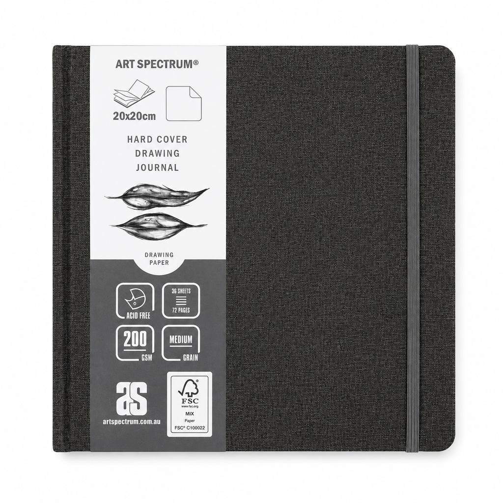 AS Watercolour Hard Cover Drawing Journal Grey Linen 200gsm 20 x 20cm