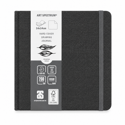 AS Watercolour Hard Cover Drawing Journal Grey Linen 200gsm 14 x 14cm