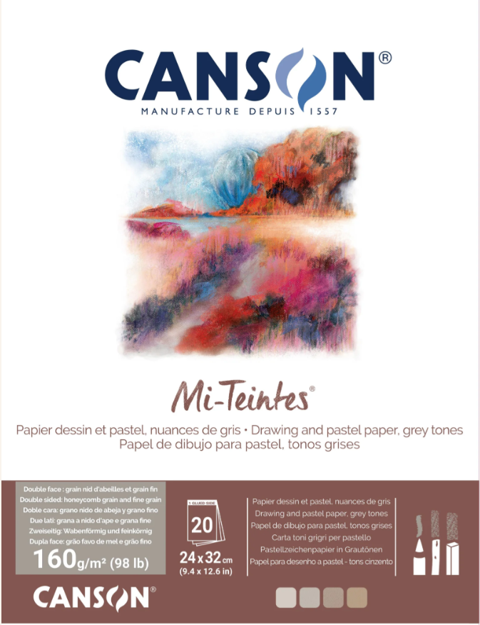 Mi Teintes Pastel Paper 160gsm Pad 20 Sheet Grey Tones 24 x 32cm