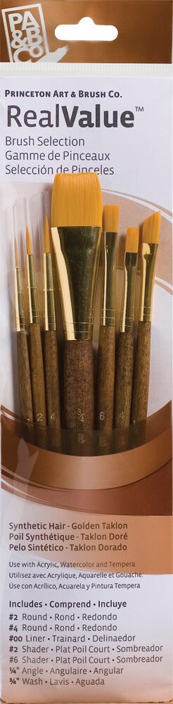 Princeton RealValue Synthetic Gold Taklon Short Handle 7Pc Set