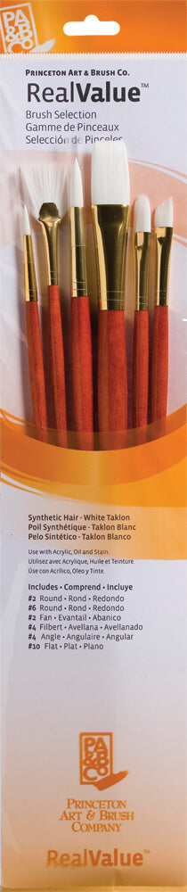 Princeton RealValue Synthetic White Taklon Long Handle 6Pc Set
