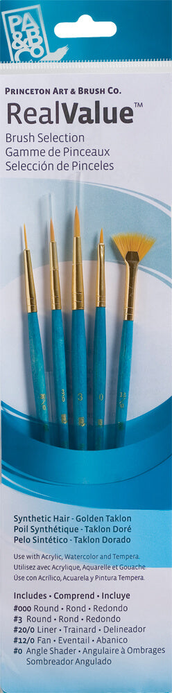 Princeton RealValue Synthetic Gold Taklon Short Handle 4Pc Set