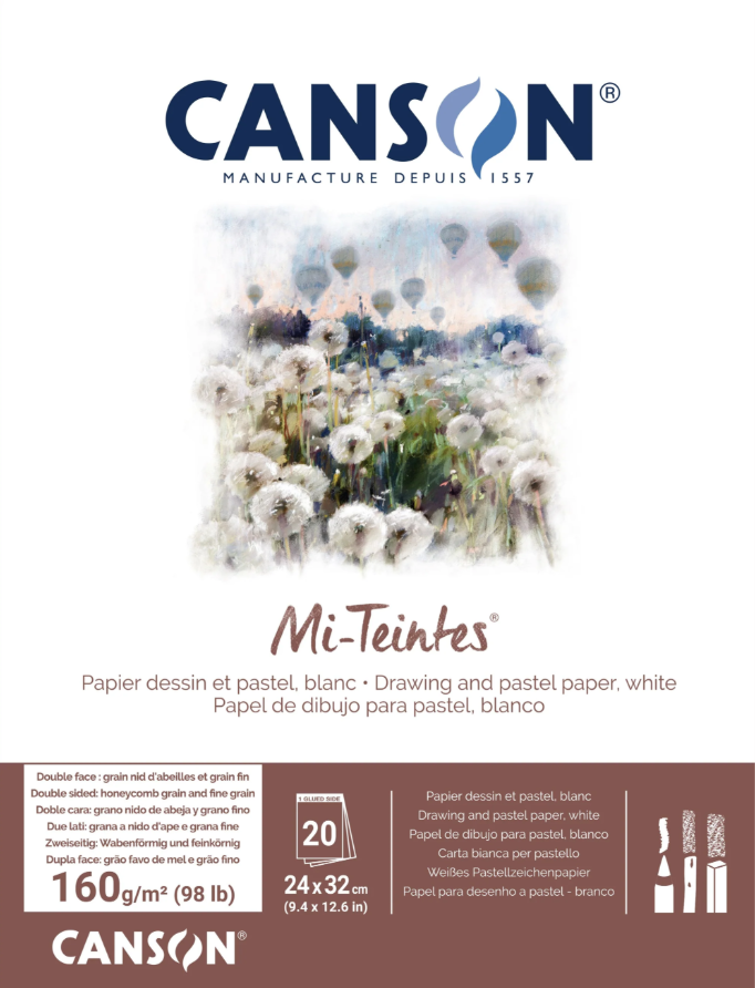 Mi Teintes Pastel Paper 160gsm Pad 20 Sheet White 24 x 32cm