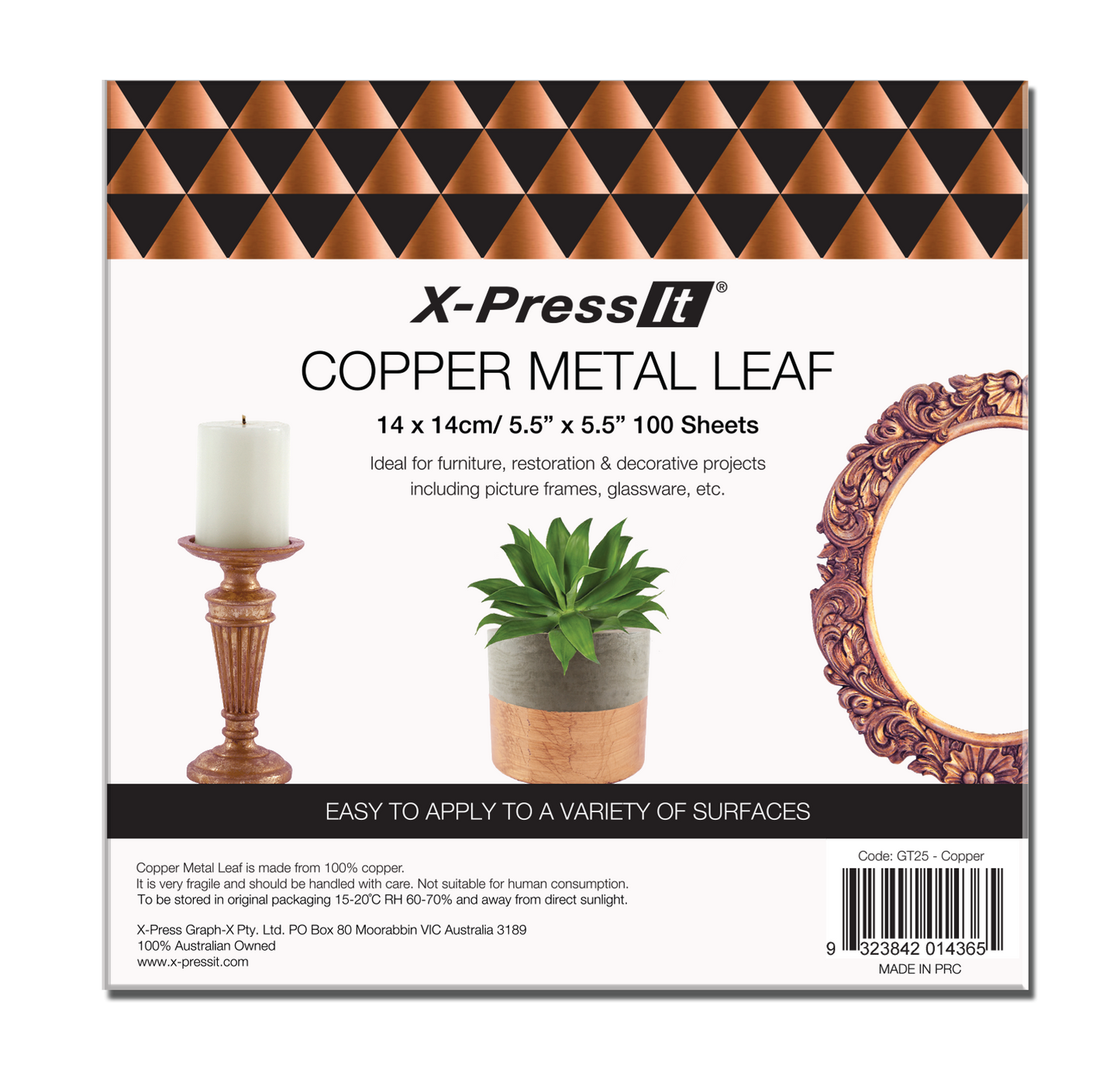 X-Press It Metal Leaf 14 x 14cm Pkt 100 Copper