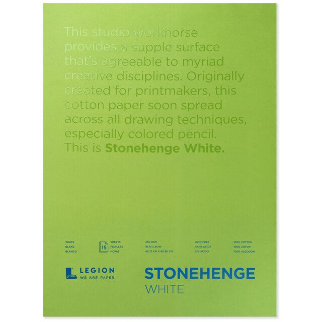 Stonehenge White Pad 12 Sheet 250gsm 18 x 24"