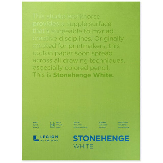 Stonehenge White Pad 12 Sheet 250gsm 18 x 24"